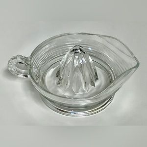 1940s Vintage Anchor Hocking Starburst Cut Glass Finger Loop Citrus Reamer